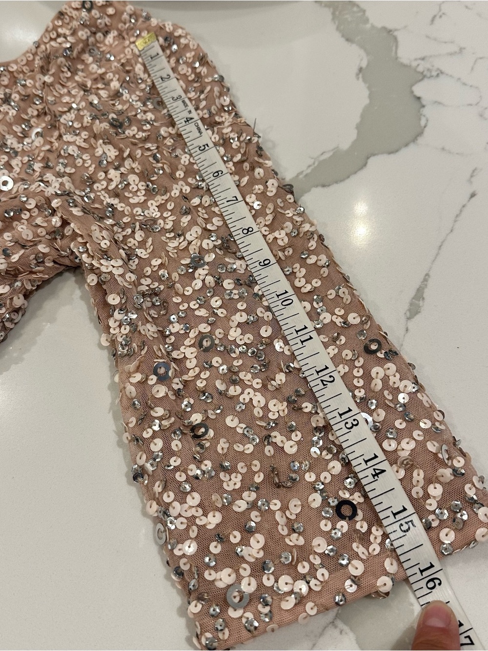 Adrianna Papell Scoop Back Sequin Gown Champagne Silver 12 Formal Dress Wedding - Picture 14 of 15